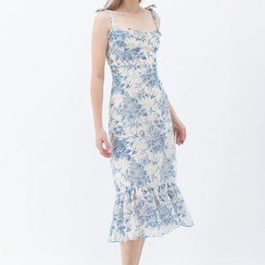 Romantic French Toile Inspired Floral Midi Sundress